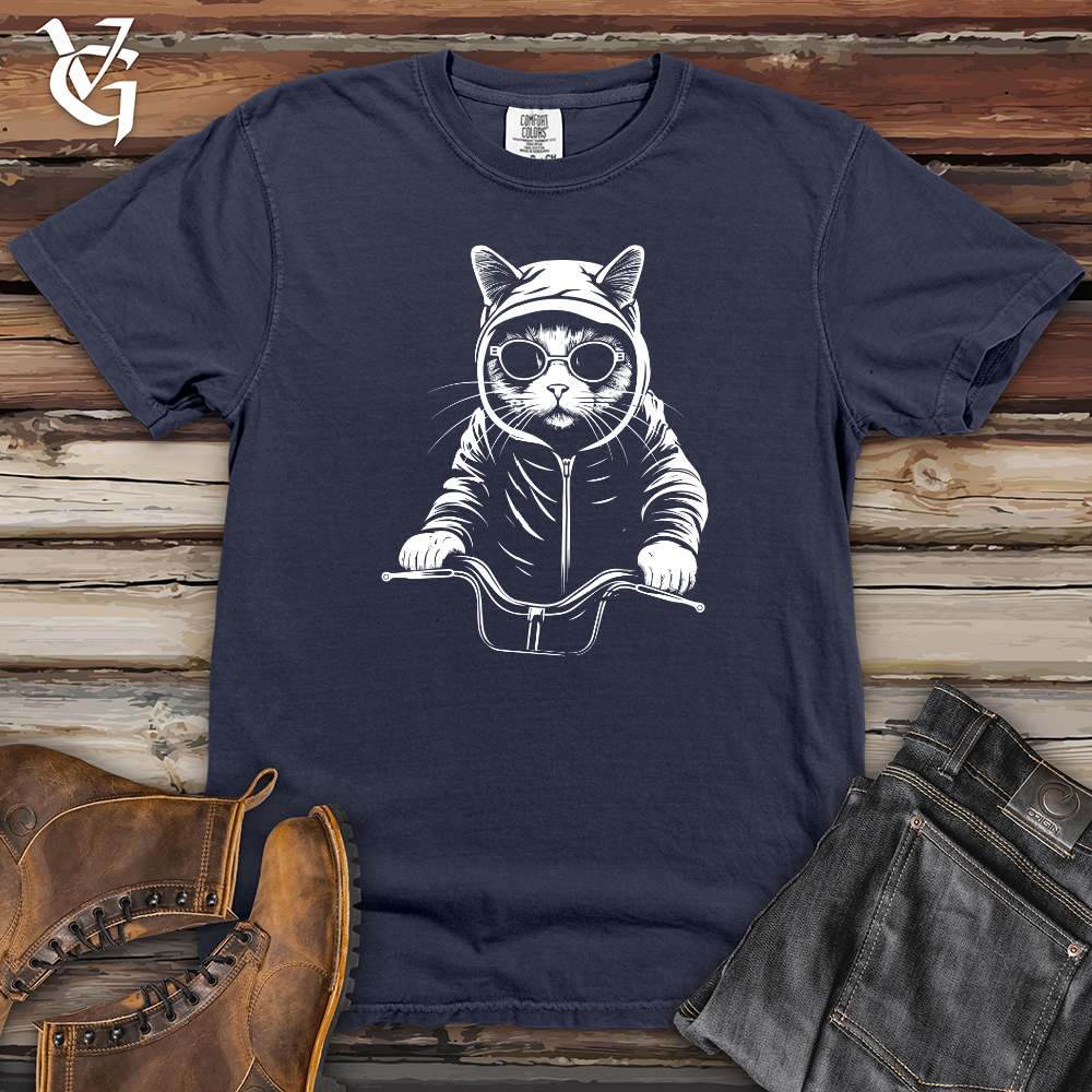 Retro Cycle Cat Heavy Cotton Comfort Colors Tee