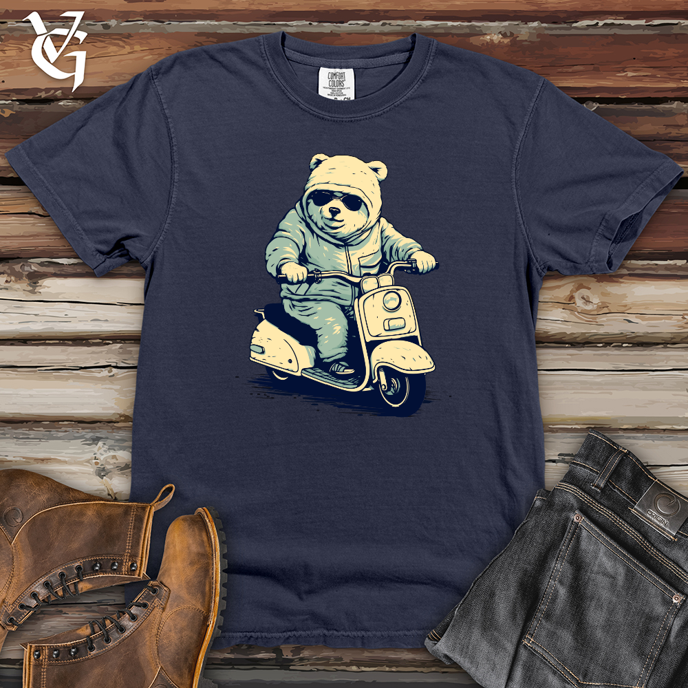 Retro Scooting Bear Heavy Cotton Comfort Colors Tee