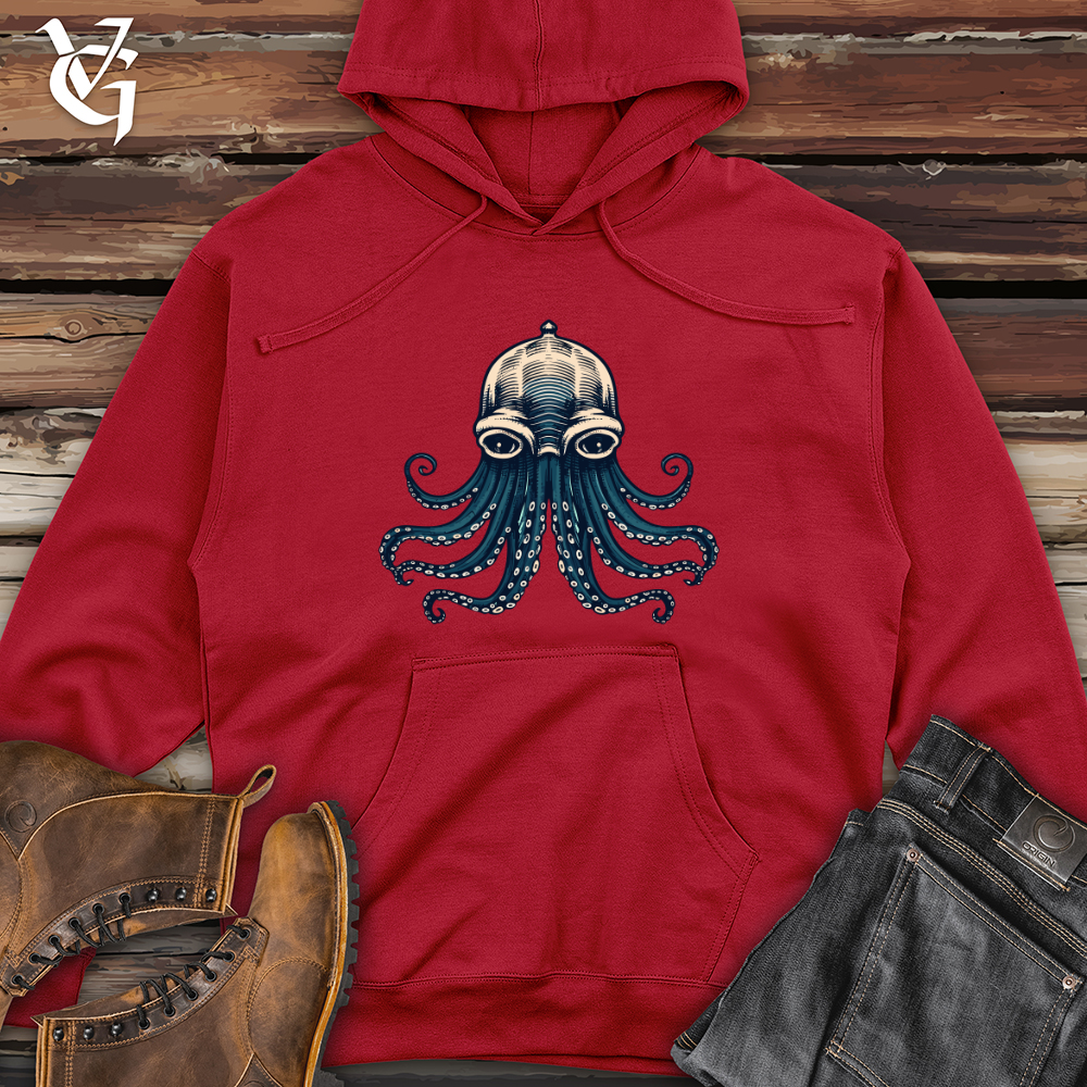 Retro Aqua Tentacles Midweight Hooded Sweatshirt