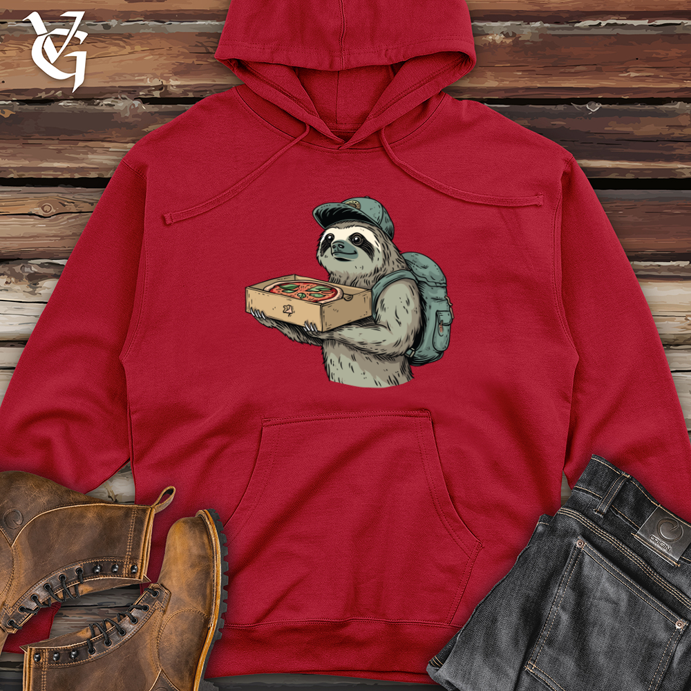 Sloth Pizza Delivery Midweight Hooded Sweatshirt