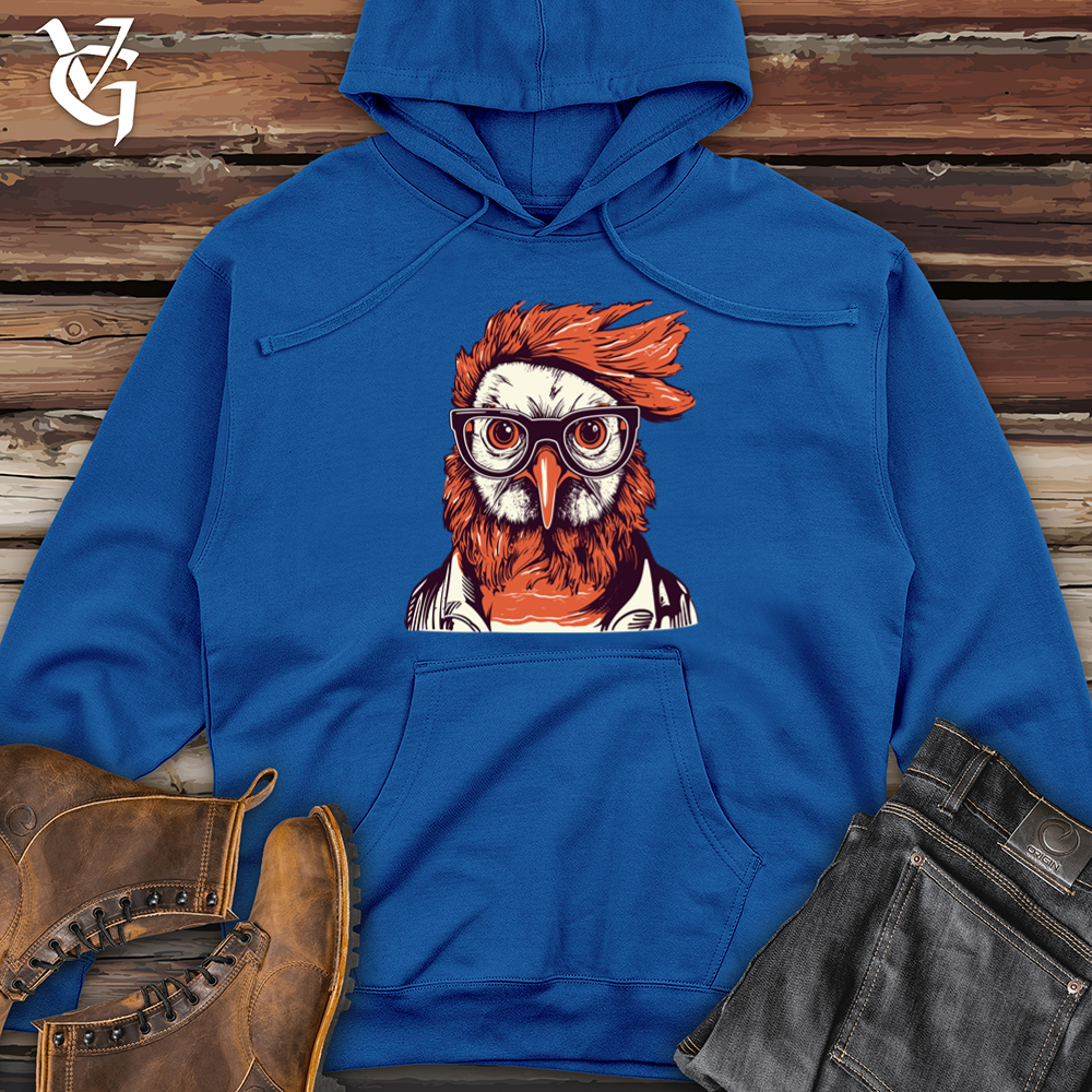 Red Hair Hipster Chicken Midweight Hooded Sweatshirt