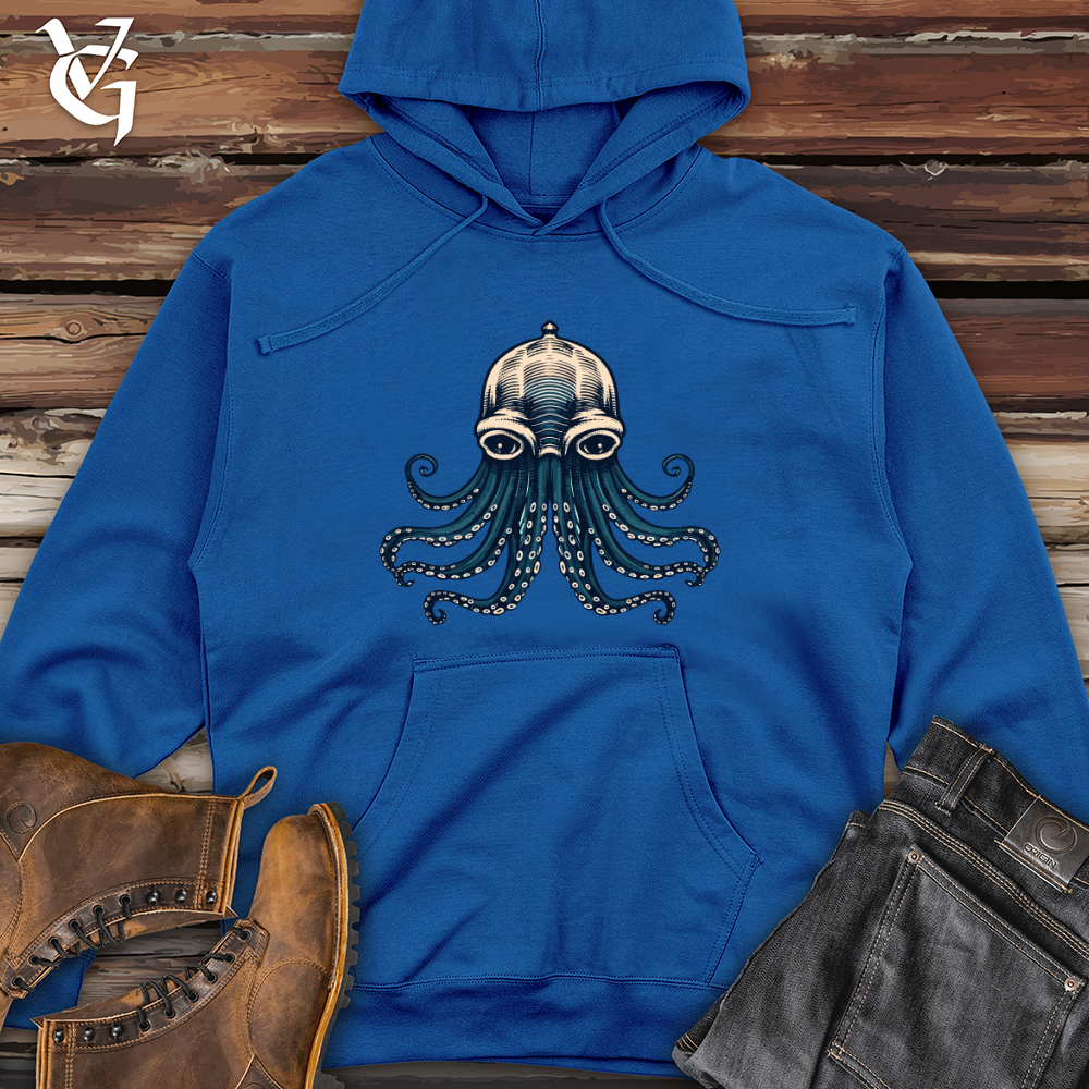 Retro Aqua Tentacles Midweight Hooded Sweatshirt