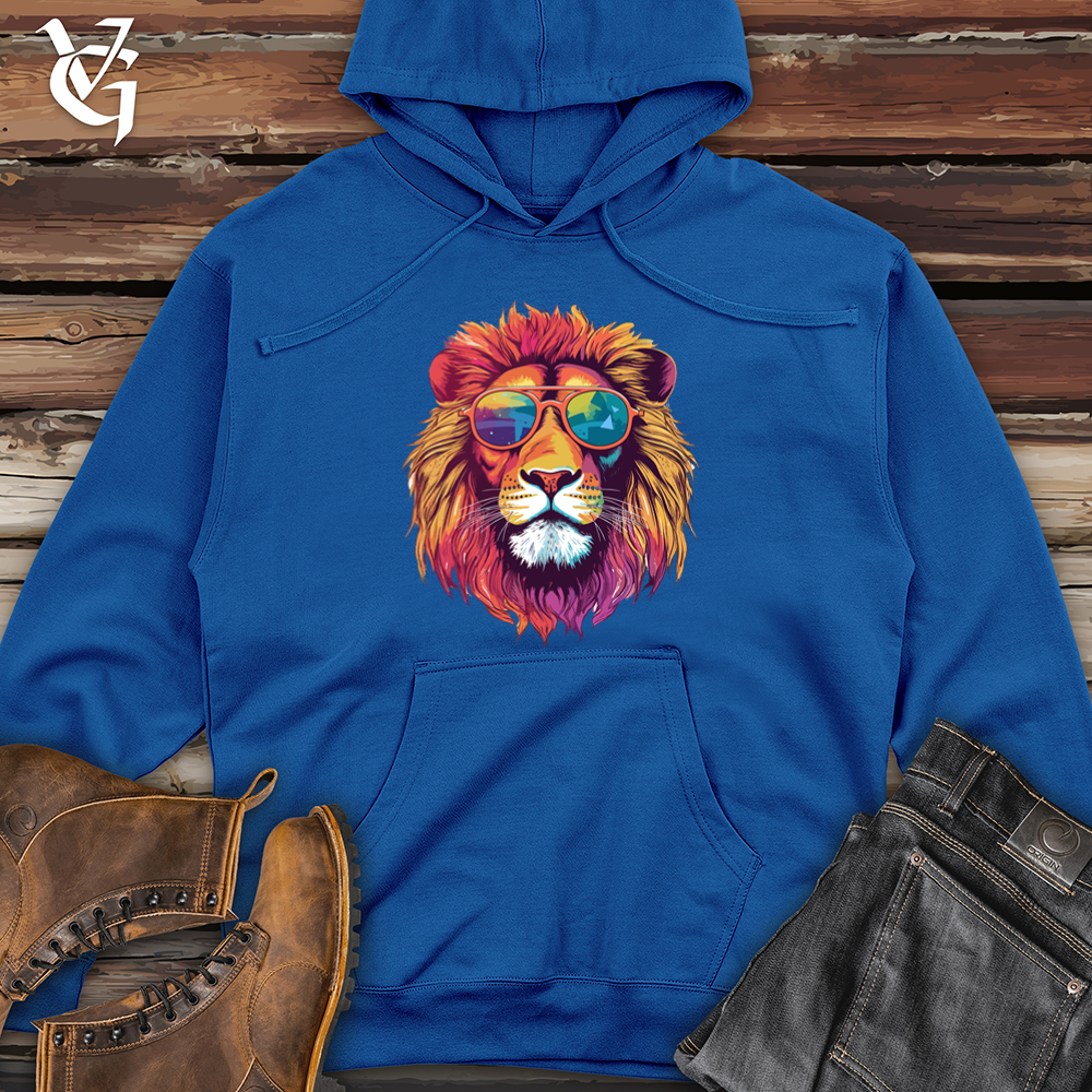 Retro Cosmic Shades Lion Midweight Hooded Sweatshirt