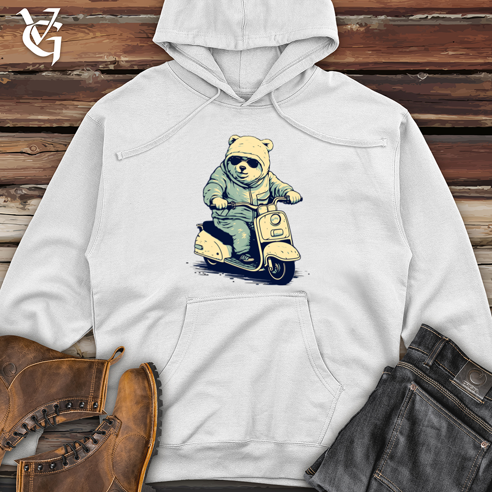 Retro Scooting Bear Midweight Hooded Sweatshirt