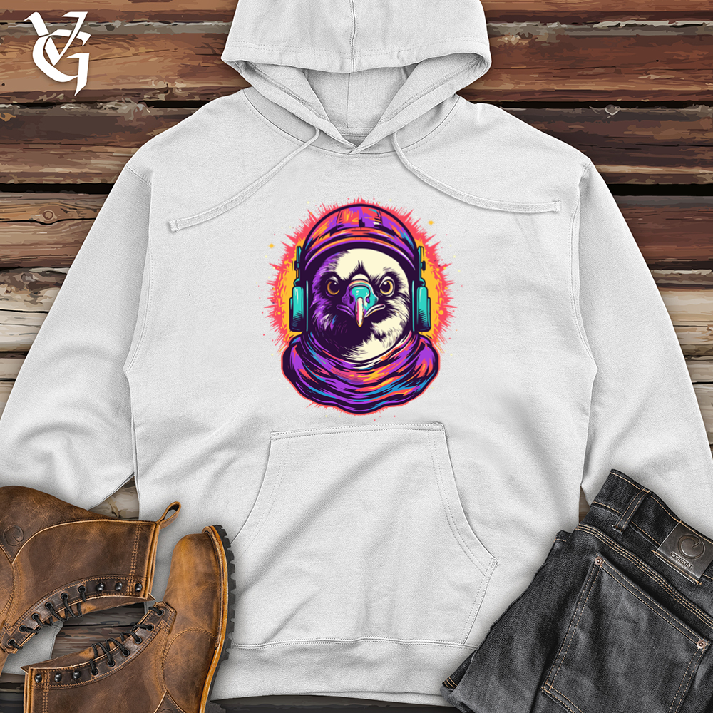 Vintage Cosmic Beanie Penguin Midweight Hooded Sweatshirt Style001