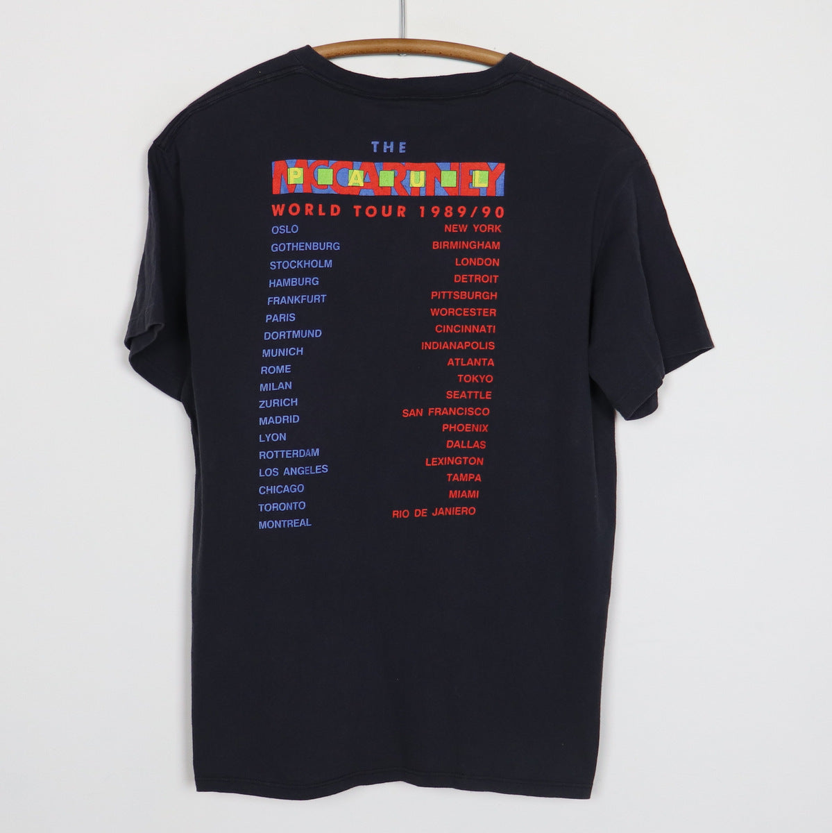 1989 Paul McCartney World Tour Shirt Style010