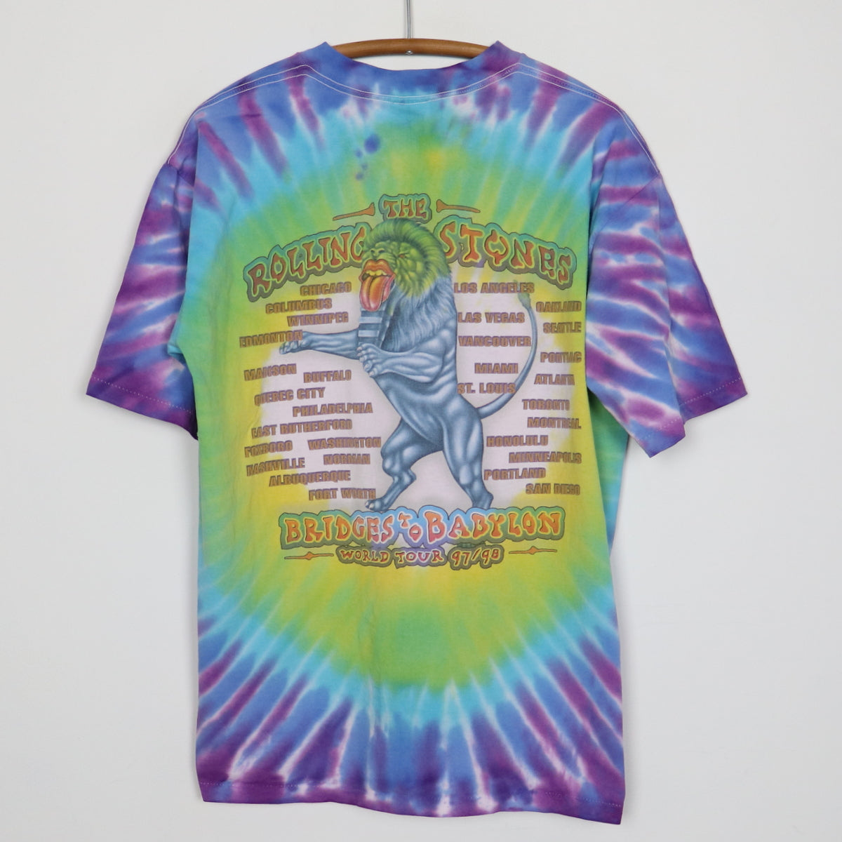 1997 Rolling Stones Bridges To Babylon Tie Dye Tour Shirt Style001