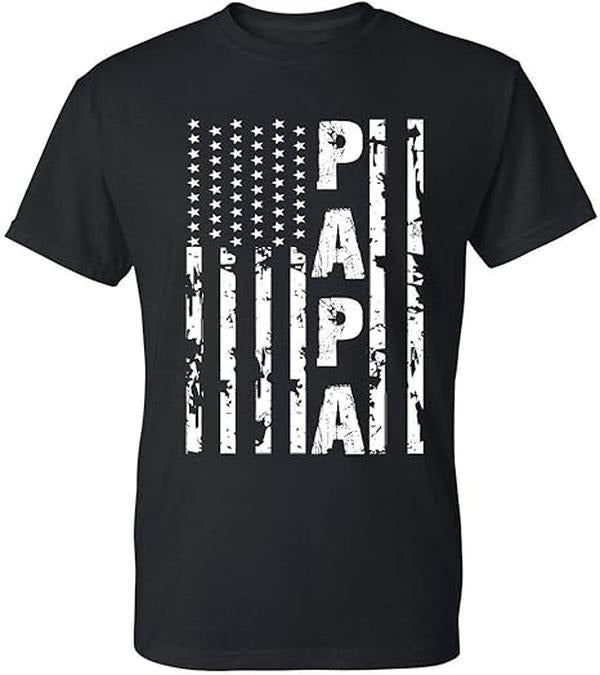 [100% Cotton] Papa Vintage American Flag Men's T-Shirt