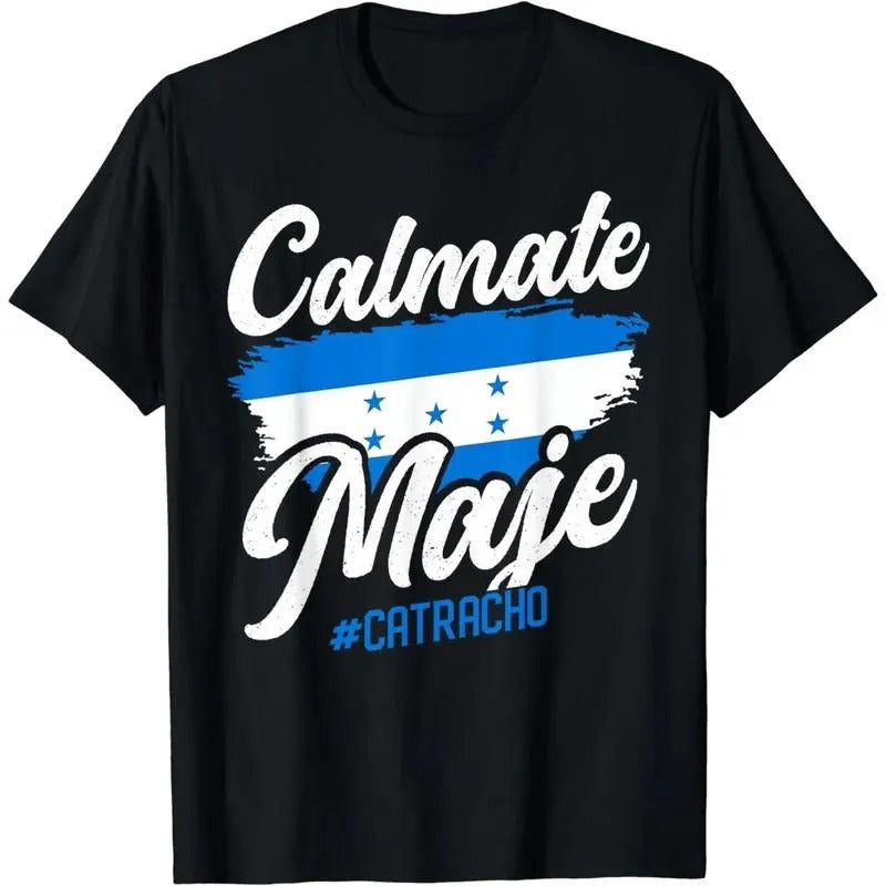 [100% Cotton]Baleada Honduran Honduras Flag Catracho Calmate Maje T-Shirt Slogan Tees Crew Necks