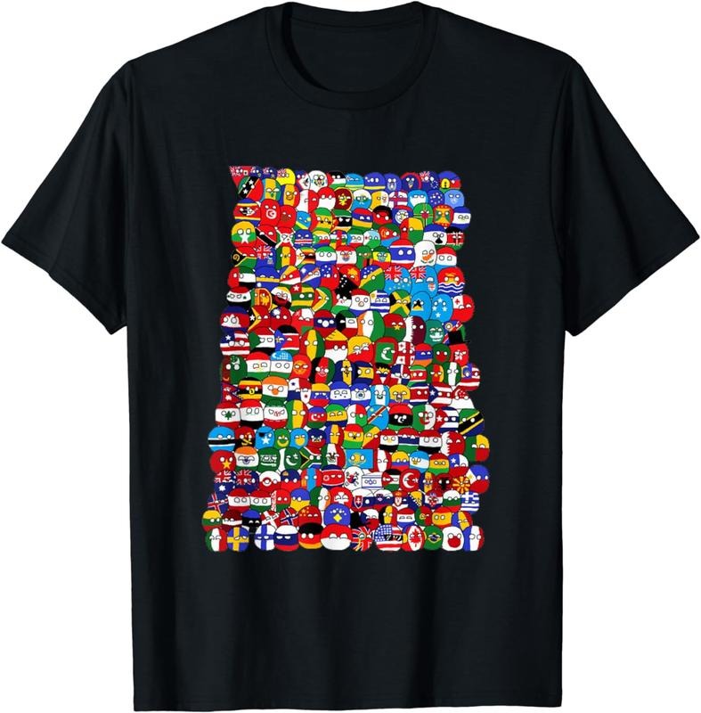 [100% Cotton]Countryballs world flags T-Shirt