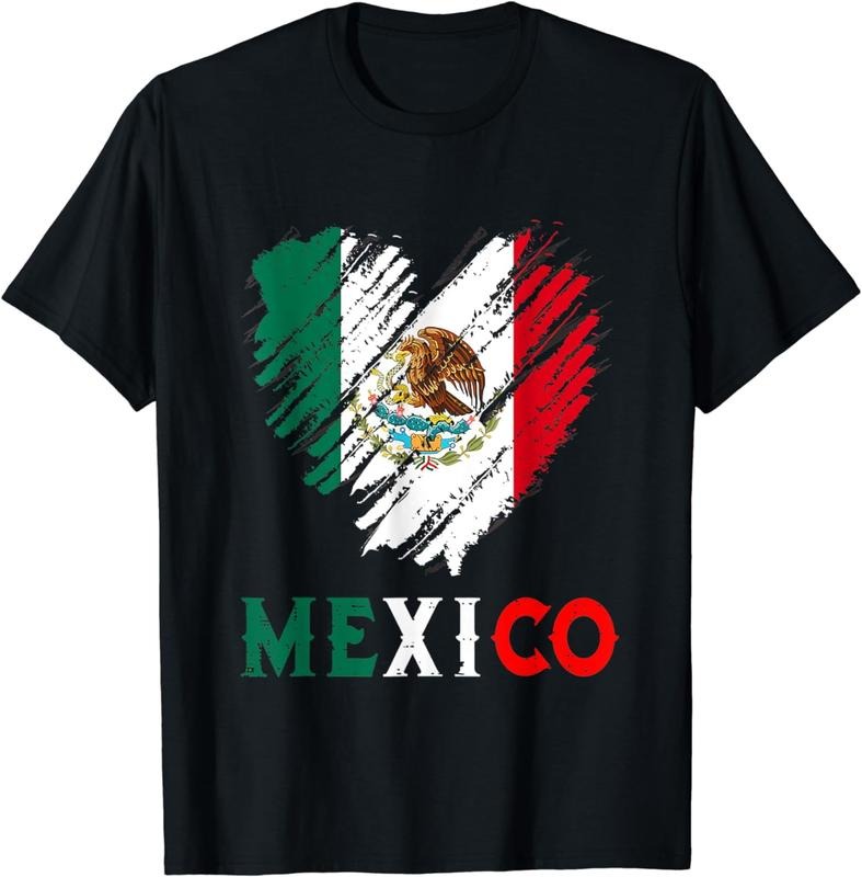 [100% Cotton]Mexico City Mexican Flag Heart viva mexico Independence Day T-Shirt