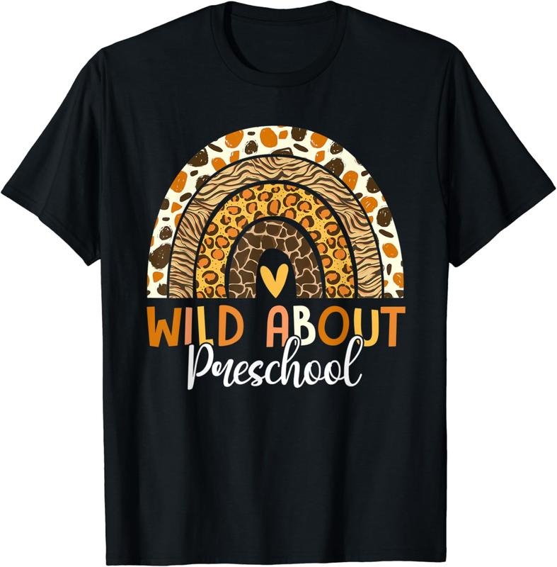 [100% Cotton]Wild About Preschool Teacher Back To School Leopard Rainbow T-Shirt Hoodie, Sweatshirt | ZylaModa.com