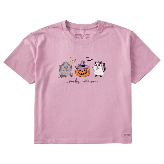 Women's Spooky Season Halloween Short Sleeve Crusher Boxy Tee