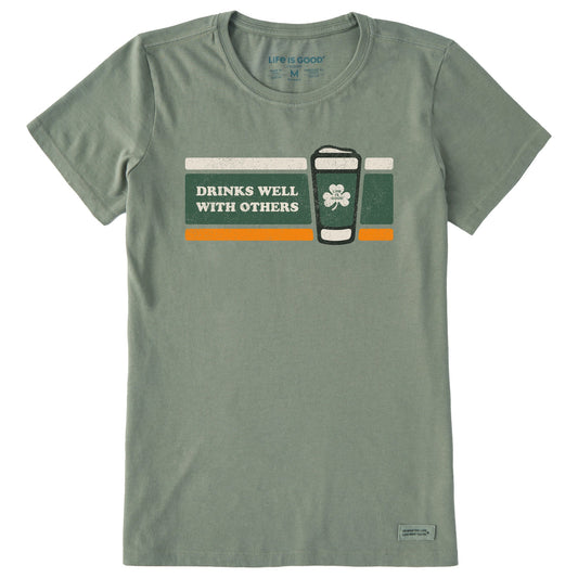 Women's Stripe Drinks Well with Others Short Sleeve Crusher Tee