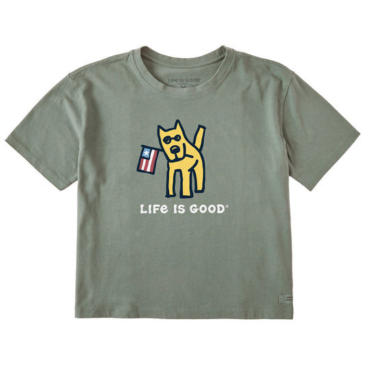 Women's Rocket American Flag Short Sleeve Crusher Boxy Tee
