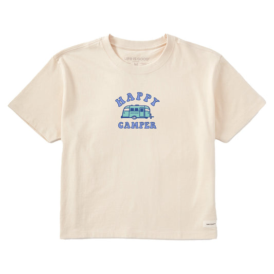 Women's Happy Camper Short Sleeve Crusher Boxy Tee Style001