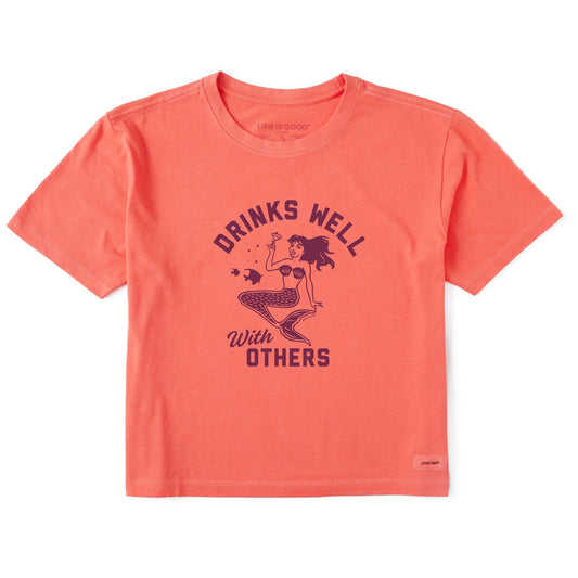 Women's Drinks Well with Others Mermaid Short Sleeve Crusher Boxy Tee