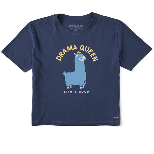 Women's Drama Queen Llama Short Sleeve Crusher Boxy Tee