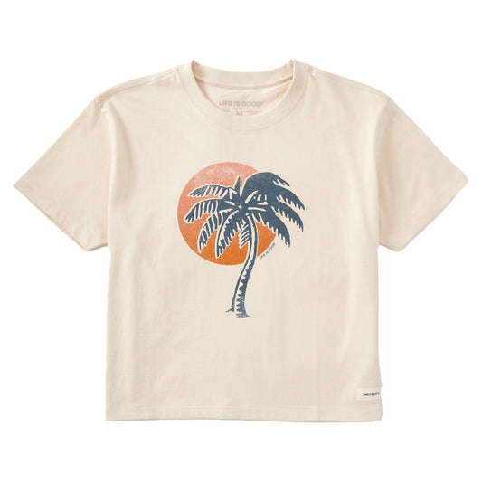 Women's Palm Tree Sunset Short Sleeve Crusher Boxy Tee