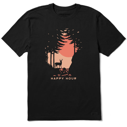 Men's Happy Hour Deer Sunset Short Sleeve Crusher Tee