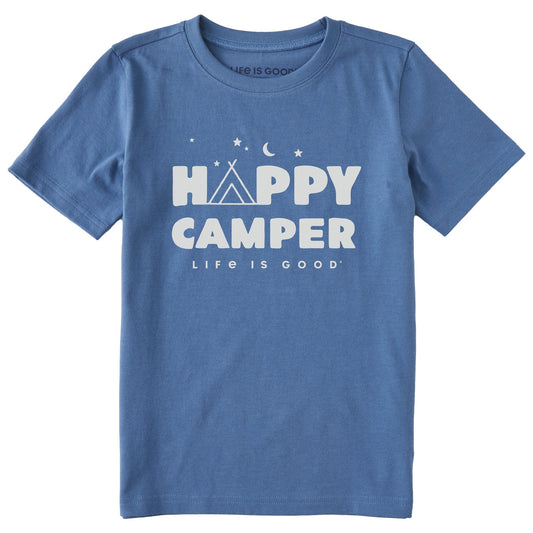 Kids Happy Camper Tent Night Short Sleeve Crusher Tee
