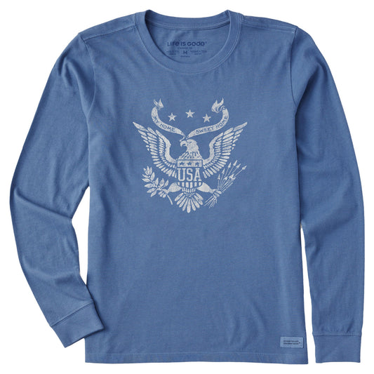 Women's Home Sweet Home USA Eagle Long Sleeve Crusher Tee