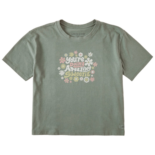Women's You're Doing Amazing Sweetie Short Sleeve Crusher Boxy Tee
