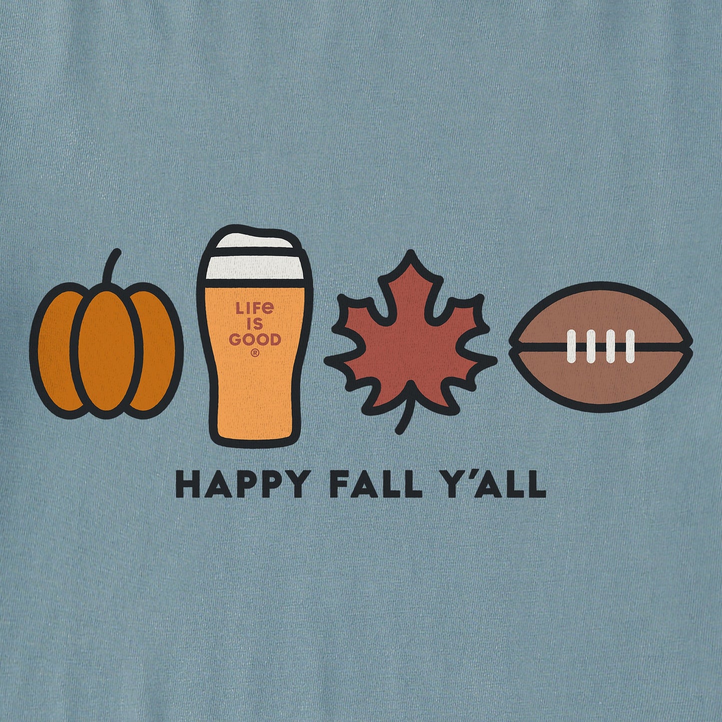 Men's Happy Fall Icons Long Sleeve Crusher Tee
