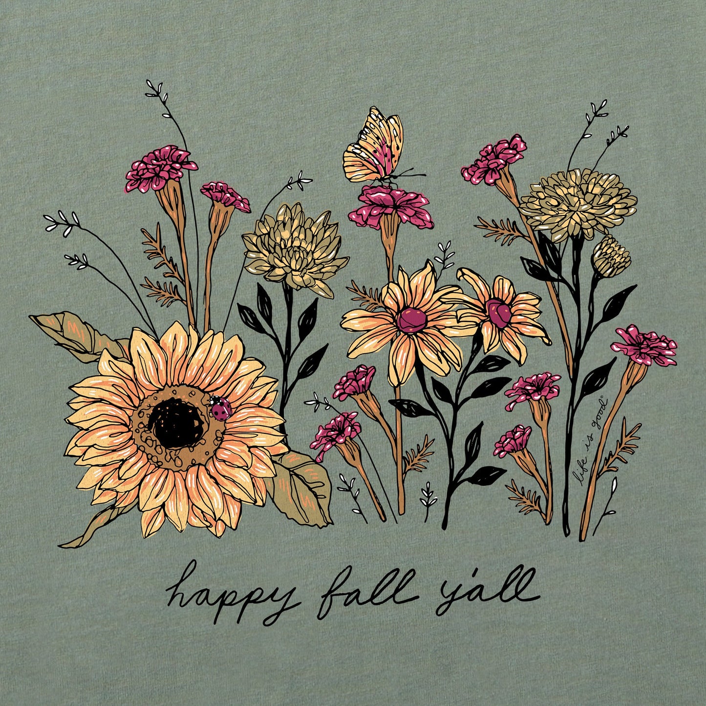 Women's Happy Fall Flowers Crusher Boxy Hoodie