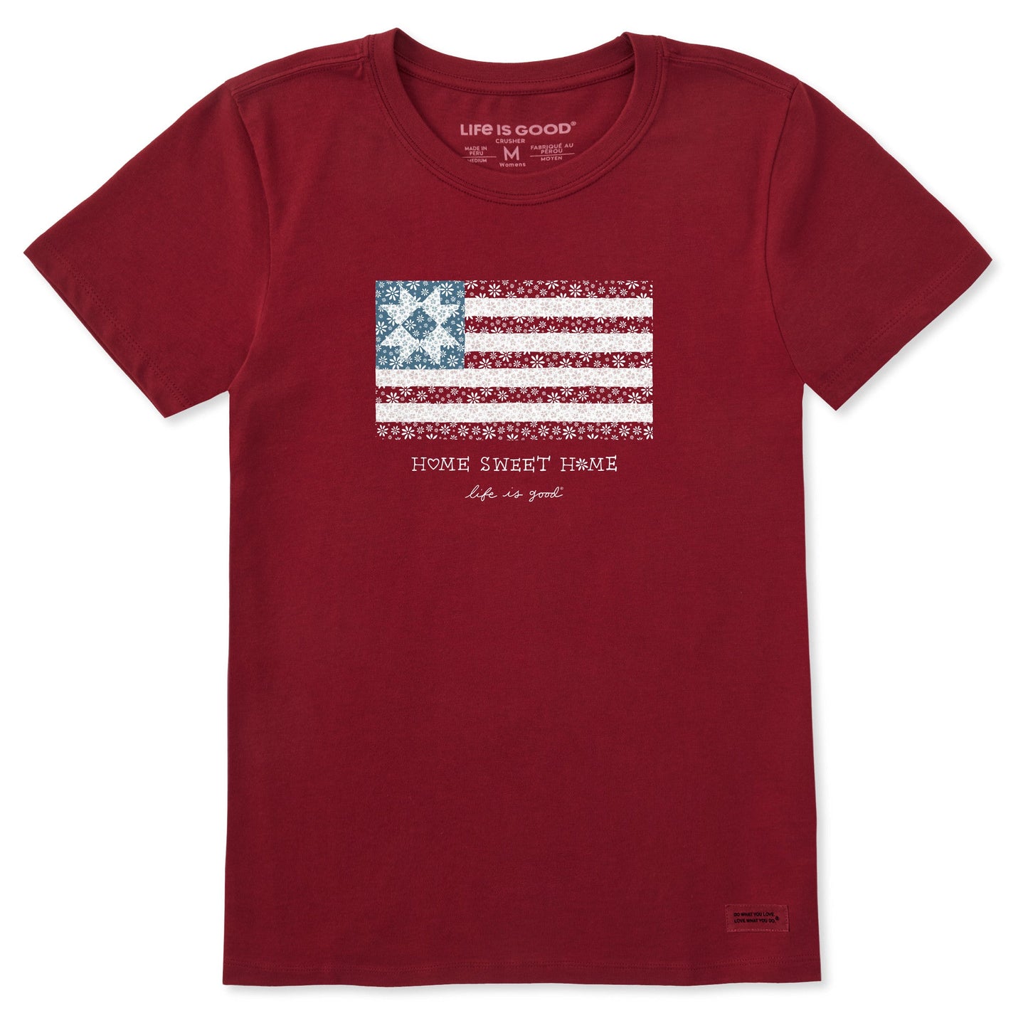 Women's Home Sweet Home Quilted Flag Short Sleeve Crusher Tee