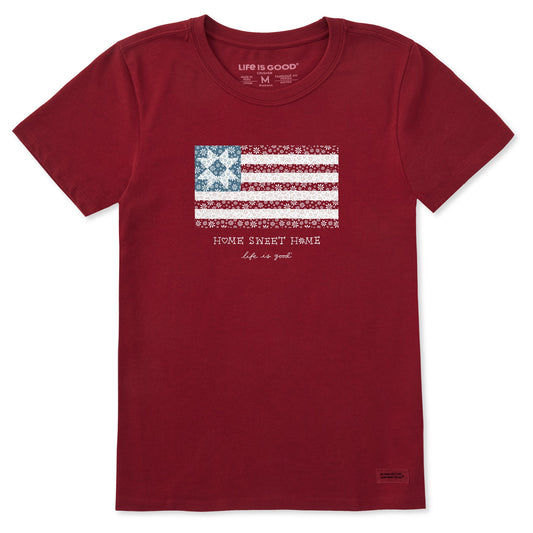 Women's Home Sweet Home Quilted Flag Short Sleeve Crusher Tee