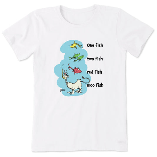 Women's One Fish Two Fish Red Fish Moo Fish Short Sleeve Tee
