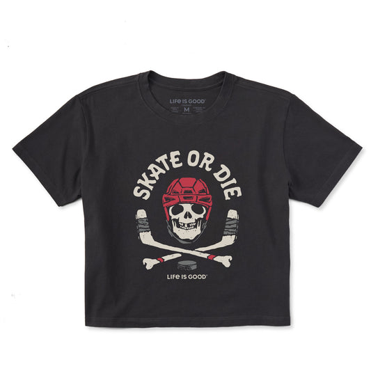 Women's Skate or Die Hockey Short Sleeve Crusher Boxy Tee