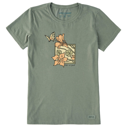 Women's Square Floral Frame Short Sleeve Crusher Tee