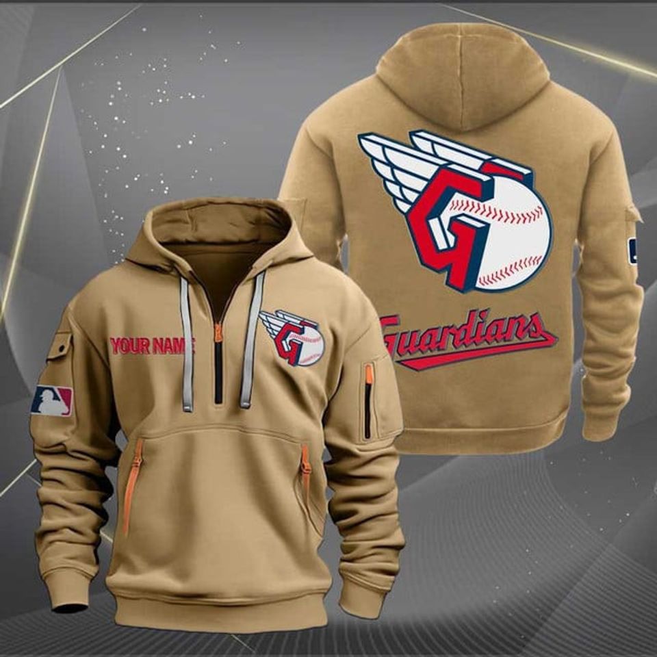 Clevelan Guardians Custom Baseball Team Quarter Zip Hoodie