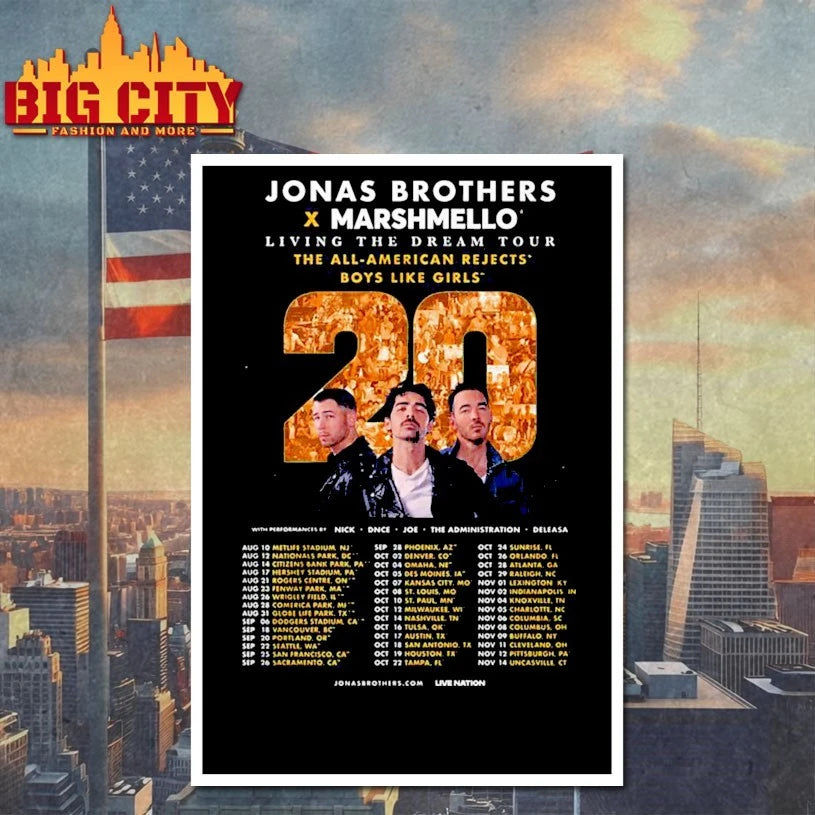 20 Jonas Brothers Living The Dream Tour 2025 shirt