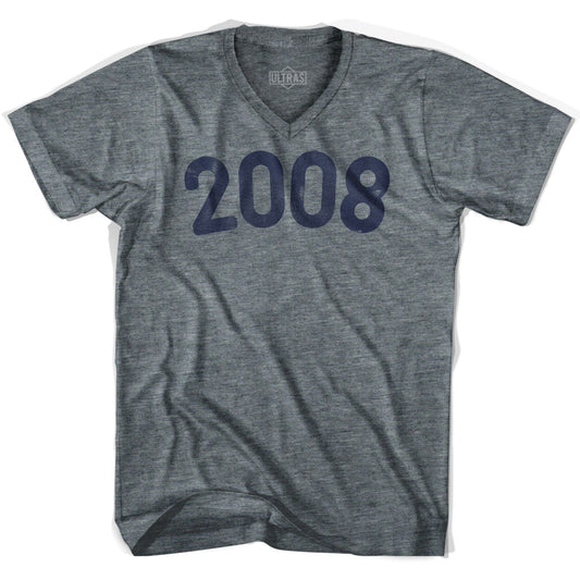 2008 Year Celebration Adult Tri-Blend V-neck Womens T-shirt