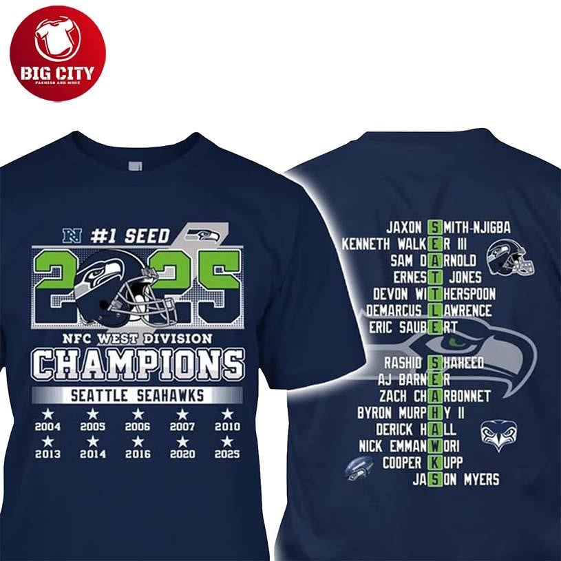 2025 Congrats Seahawks 1 Seed NFC West Champions Two Sided Shirt