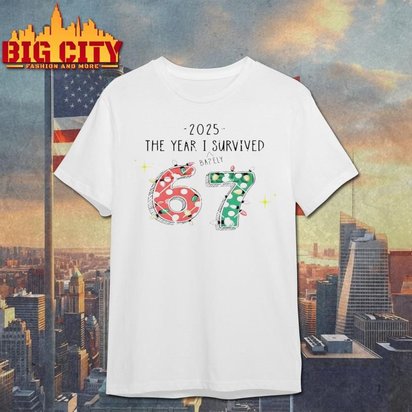 2025 The Year I Surviver Barely 67 christmas light Shirt