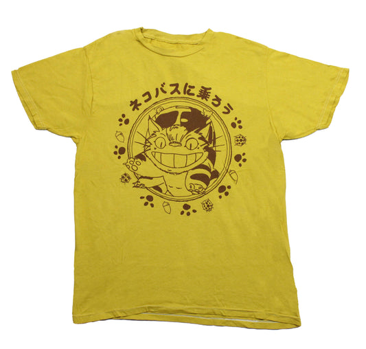 My Neighbor Totoro Mens T-Shirt - Catbus In Brown Circle Image