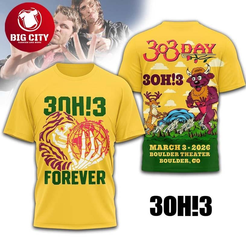 3OH!3 303 Day Three Oh Three Boulder Theater 2026 Show Two Sided Shirt