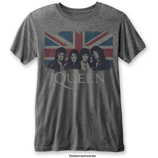 Queen T-Shirt: Vintage Union Jack (Burnout)