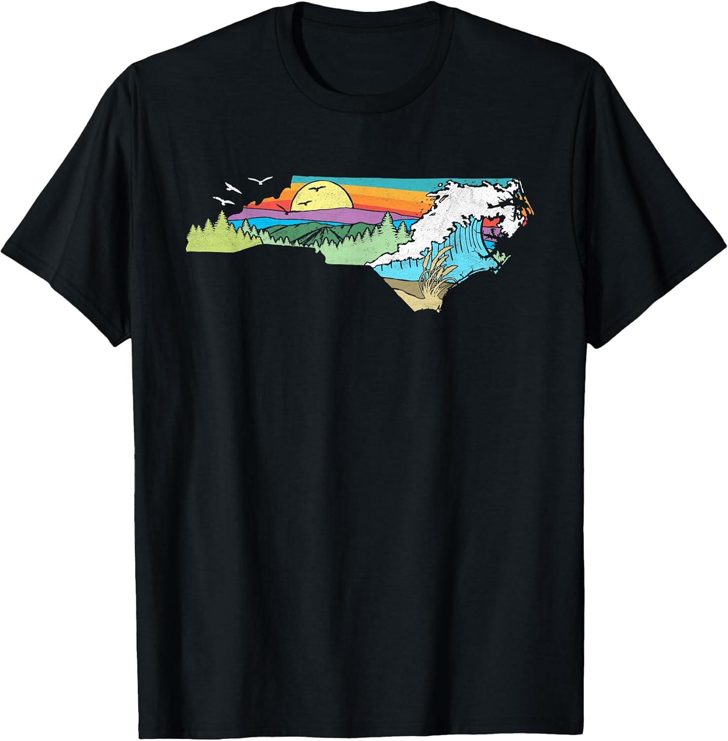 North Carolina Outdoors Retro Nature Lover Graphic T-Shirt Small