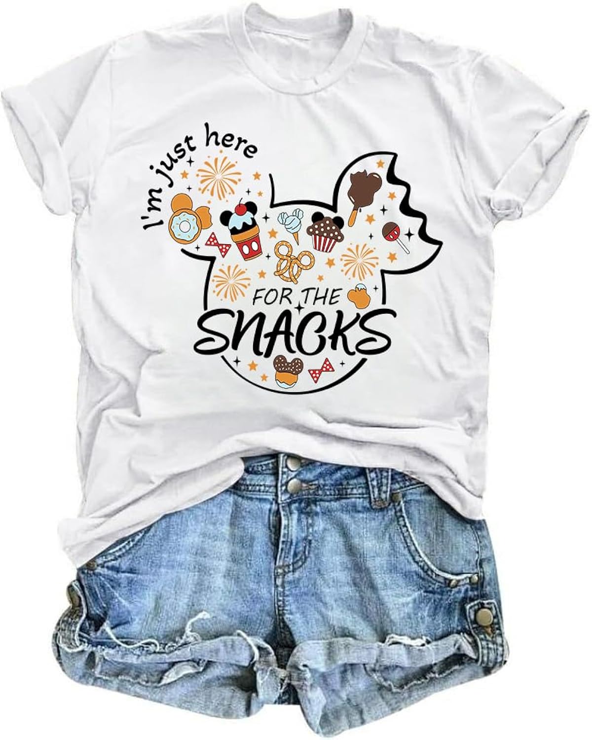 Magical Shirt for Women I'm Here for The Snacks Shirts Funny Foodie T-Shirt Family Holiday Vacation Short Sleeve Tee Tops