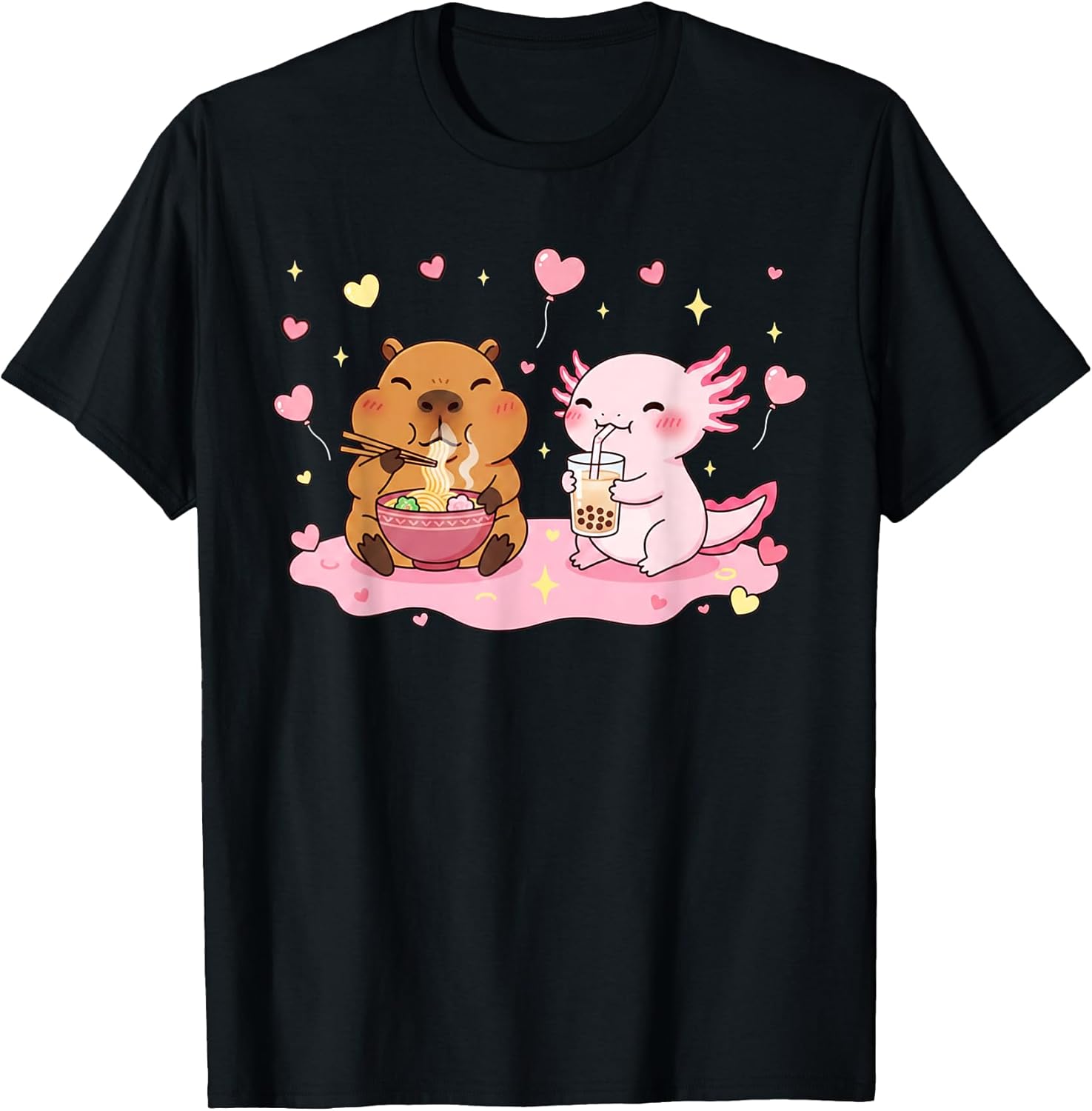 Cute Capybara Axolotl Valentine Tees