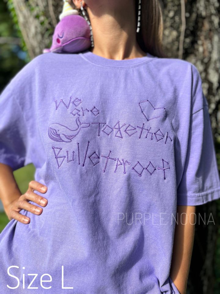 We are together bulletproof Embroidered tee: Kpop Borahae garment-dyed heavyweight t-shirt