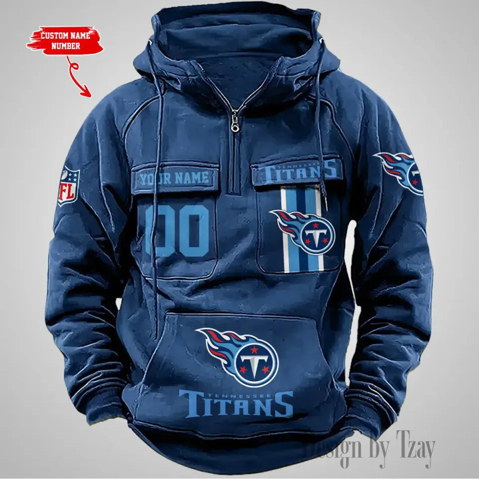 Tennessee Titans Vintage Men Hoodies With Custom Name & Number