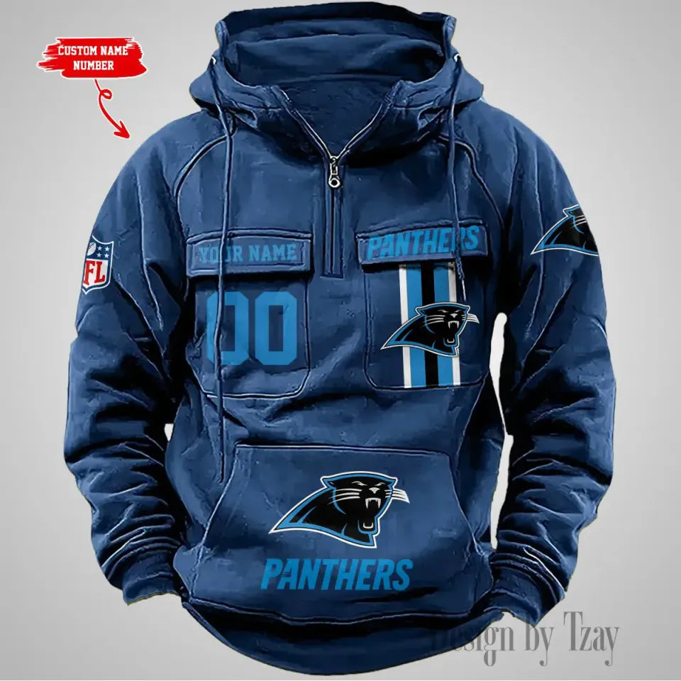Carolina Panthers Vintage Men Hoodies With Custom Name & Number