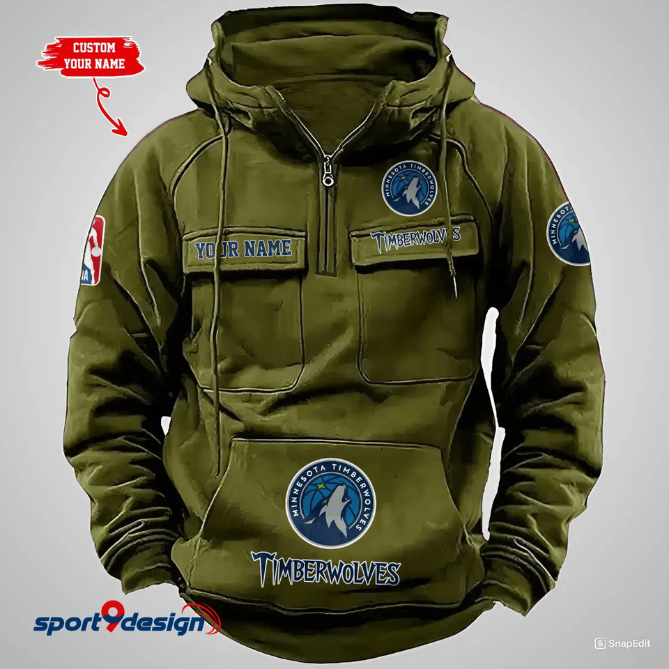 Minnesota Timberwolves Custom Vintage Cargo Hoodie