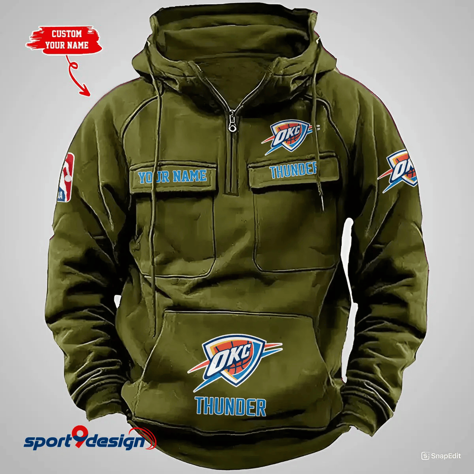 OKC Thunder Custom Vintage Cargo Hoodie
